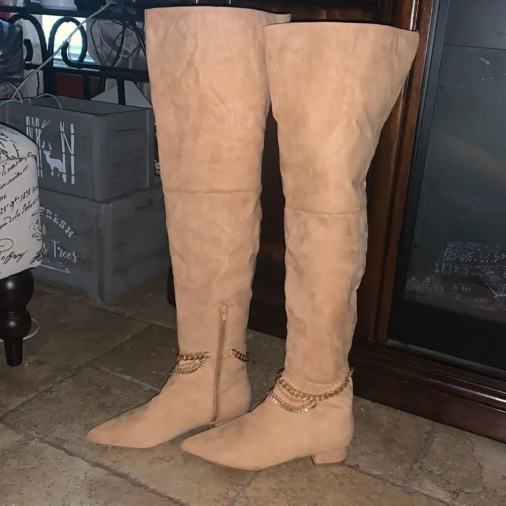 Camel Vegan Suede Boots